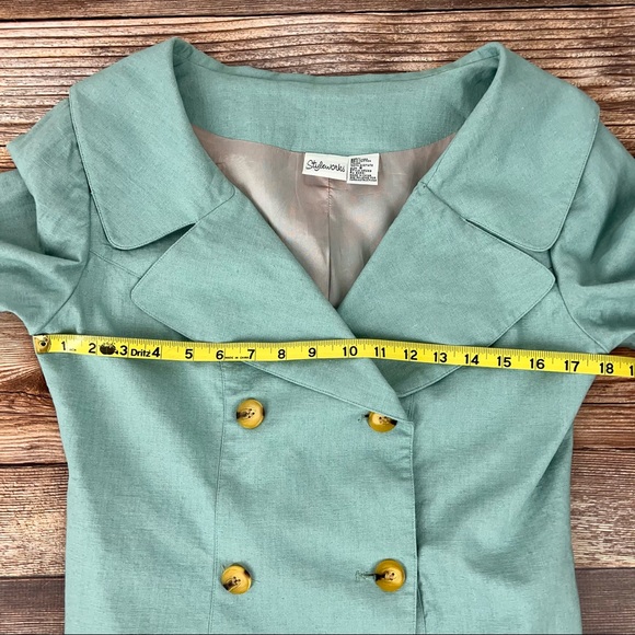 Vintage Linen Suit Mint Green Size 8 - Picture 4 of 13